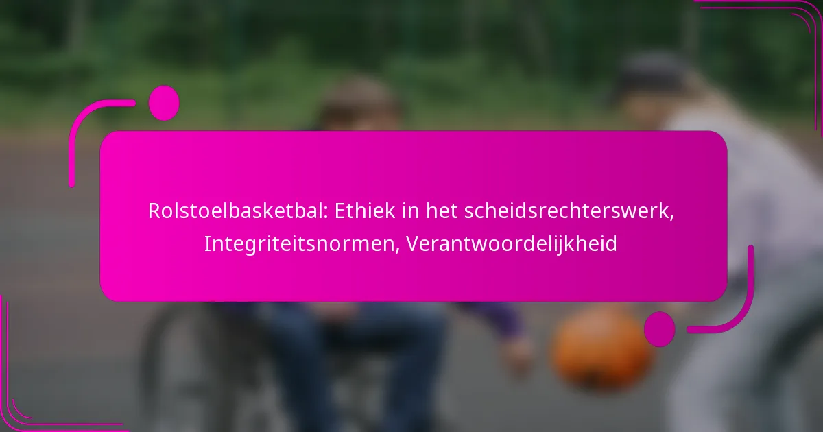 Rolstoelbasketbal: Ethiek in het scheidsrechterswerk, Integriteitsnormen, Verantwoordelijkheid