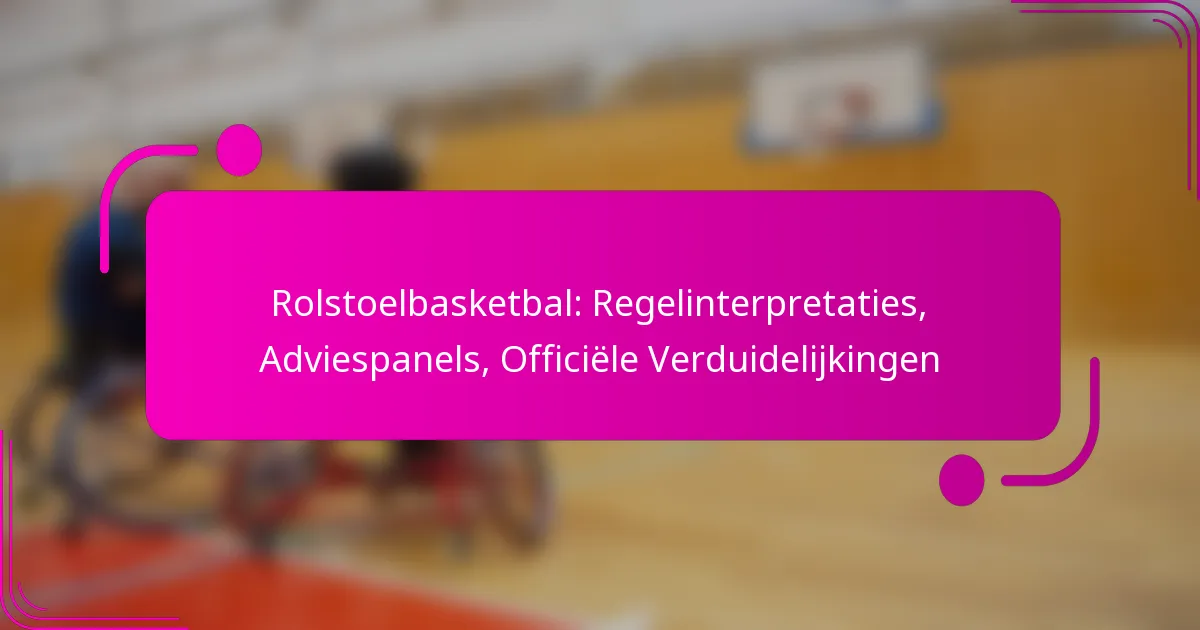 Rolstoelbasketbal: Regelinterpretaties, Adviespanels, Officiële Verduidelijkingen