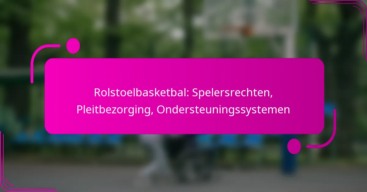 Rolstoelbasketbal: Spelersrechten, Pleitbezorging, Ondersteuningssystemen
