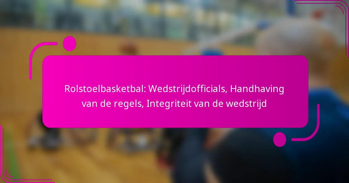 Rolstoelbasketbal: Wedstrijdofficials, Handhaving van de regels, Integriteit van de wedstrijd