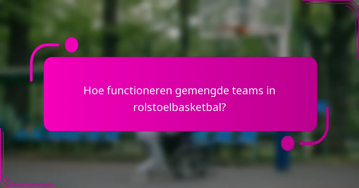 Hoe functioneren gemengde teams in rolstoelbasketbal?