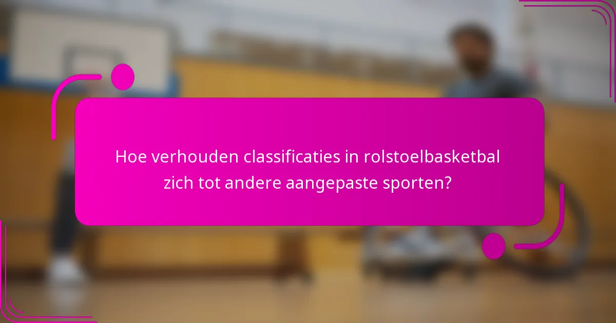 Hoe verhouden classificaties in rolstoelbasketbal zich tot andere aangepaste sporten?